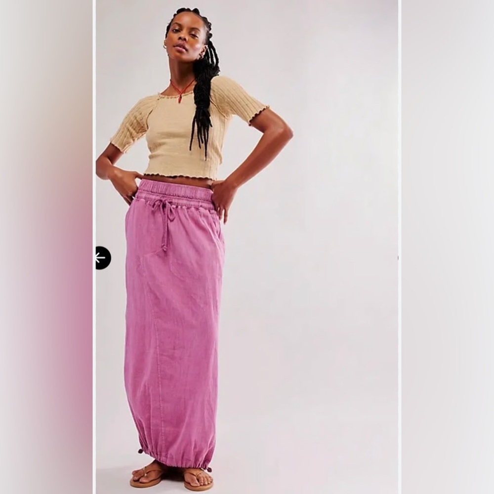 Free people Ashlyn pink linen maxi skirt nwot XL